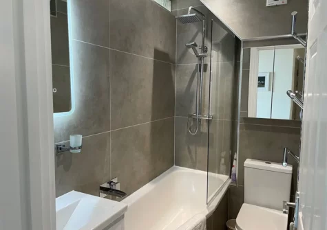 The bathroom at 1 Goscar Court, Tenby