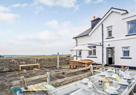 The patio & alfresco dining area at 1 St Anns Head Lighthouse, St Annes Head