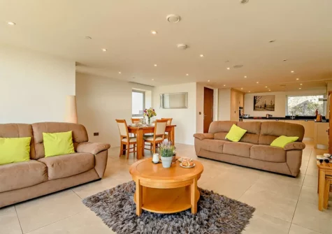The living area at 10 Waters Edge, Tenby