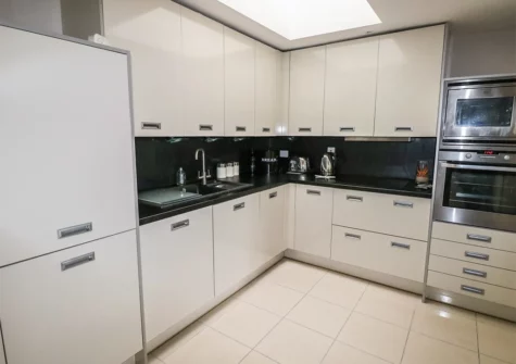 The kitchen at 24 Rhodewood House, Saundersfoot