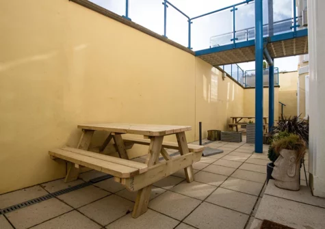 The patio at 3 South Beach Court, Tenby