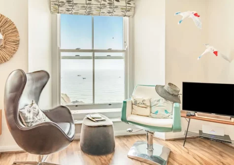 The living area at 8 Glendower House, Tenby