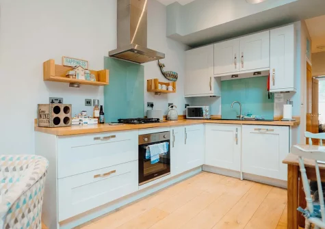The kitchen at Albert View 1, Tenby