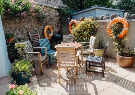 The patio & alfresco dining area at Albert View 2, Tenby