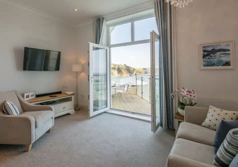 The living area at Apartment 3, Royal Victoria Court, Tenby
