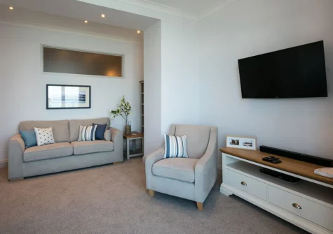 The living area at Apartment 3, Royal Victoria Court, Tenby