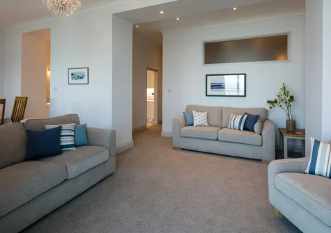 The living area at Apartment 3, Royal Victoria Court, Tenby