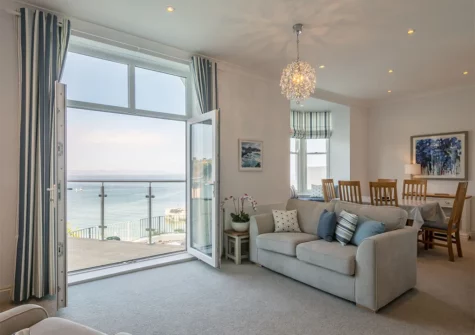 The living & dining area at Apartment 3, Royal Victoria Court, Tenby