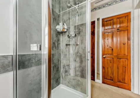 The shower room at Awel Deg, Jameston