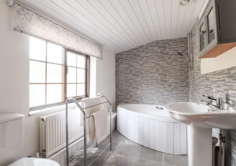 The bathroom at Barn Court Cottage, Templeton