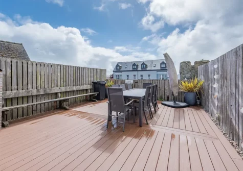 The roof terrace & alfresco dining area at Berlin House, Tenby