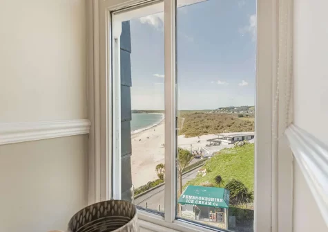 Enjoy fantastic beach & sea views from the bedroom#1 at Blue Haze, TenbyBlue Haze, Tenby