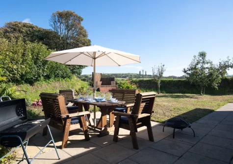 The patio, barbecue, alfresco dining area & garden at Bryn Olwyn, Little Newcastle
