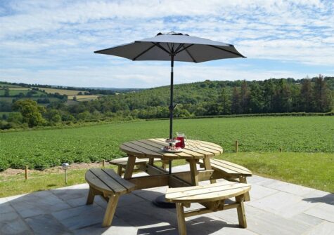 The patio at Bwthyn y Bugail, Penrhiw