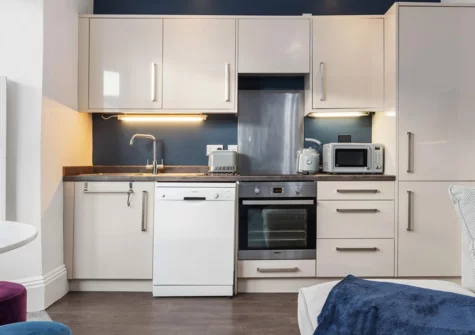The kitchen at Caldey Bay Apartment, Tenby