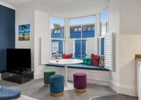 The dining area at Caldey Bay Apartment, Tenby