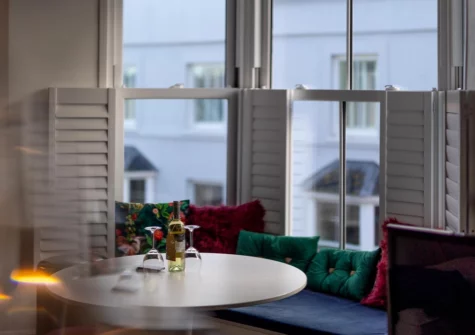 The dining area at Caldey Bay Apartment, Tenby