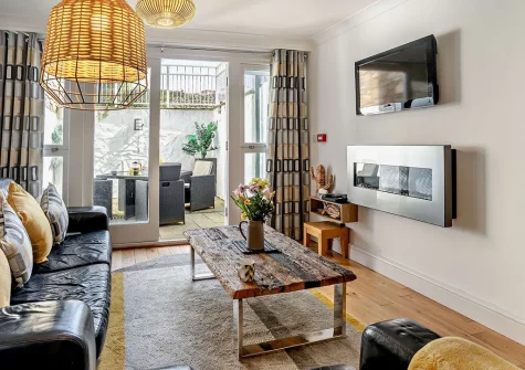 The living area at Caldey View 1, Tenby