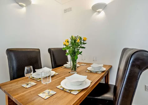 The dining area at Caldey View 1, Tenby