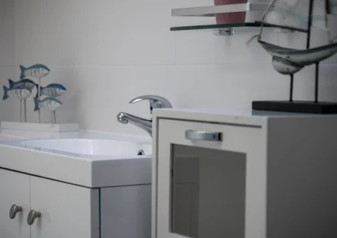 The shower room at Caleb's Cottage, Solva