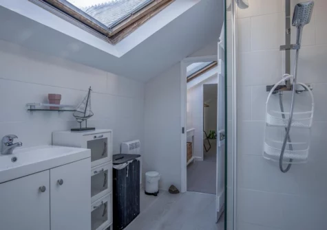 The shower room at Caleb's Cottage, Solva