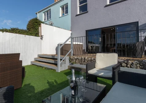 The patio & alfresco dining area at Cartref, Saundersfoot