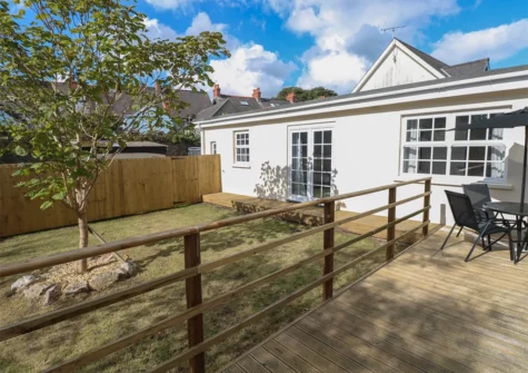 The decked patio & garden at Castle at The Hideaway, Tenby