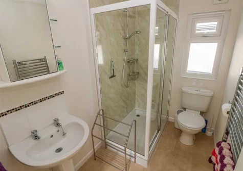 The shower room at Cladebrine, Heritage Park, Stepaside