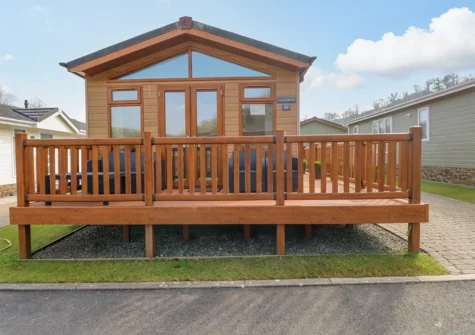 The decked patio at Cladebrine, Heritage Park, Stepaside
