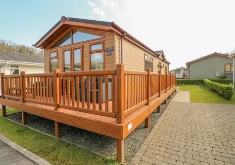 The decked patio at Cladebrine, Heritage Park, Stepaside