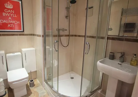 The shower room at Cobourg House 4, Tenby