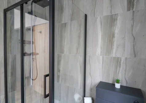 The shower room at Cornerstones Brython, Tenby