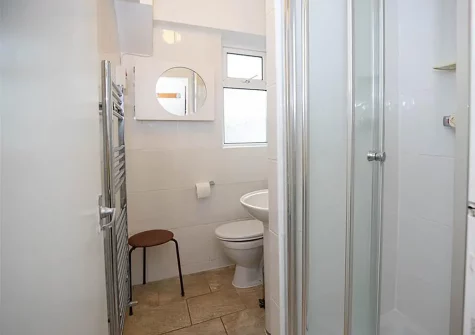 The shower room at Croft Court 46, Tenby