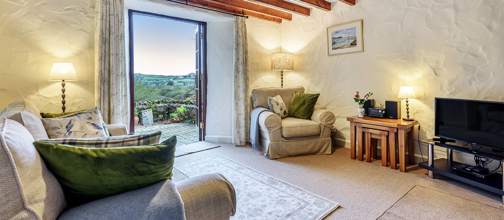 Cwm Bach, Dinas is a characterful stone cottage with stunning views of the West Wales countryside. Located in a wooded valley close to the coast, this pet-friendly two-bedroom property is the perfect place for hikers, nature lovers and dog walkers.