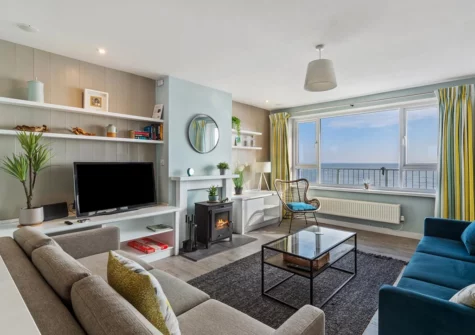 The living area at Dolphins Apartment, Saundersfoot