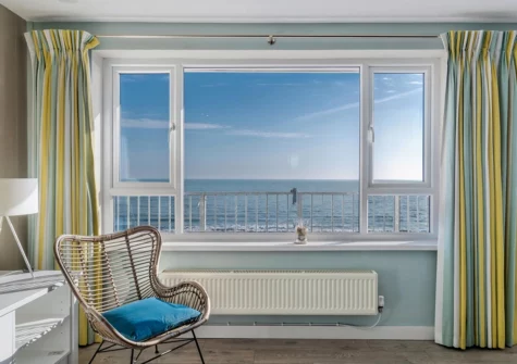 The living area at Dolphins Apartment, Saundersfoot