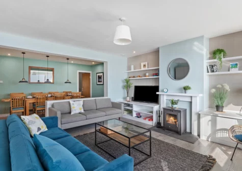 The living area at Dolphins Apartment, Saundersfoot