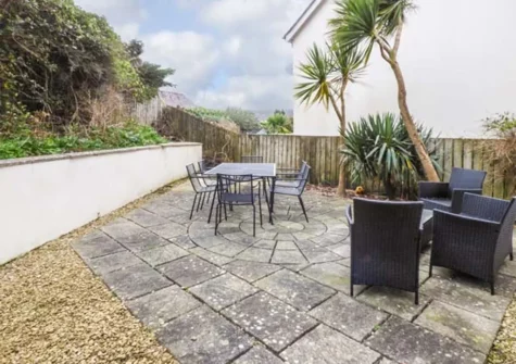 The patio & alfresco dining area at Driftwood House, Saundersfoot