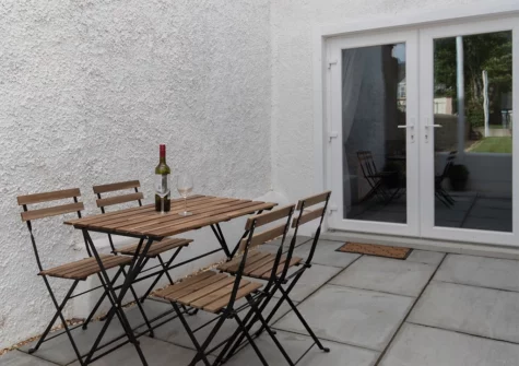 The patio at Falcon House, Pembroke Dock