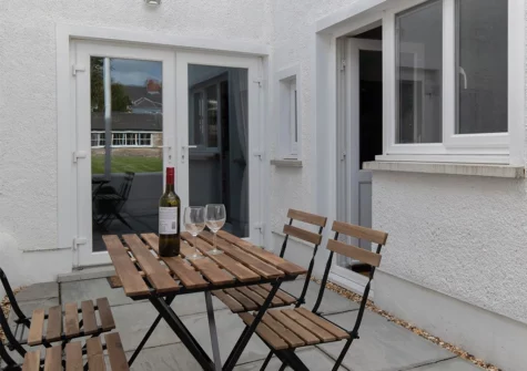 The patio at Falcon House, Pembroke Dock