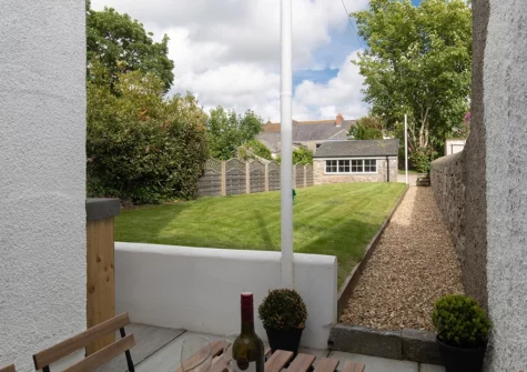 The patio & garden at Falcon House, Pembroke Dock