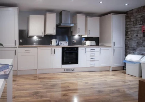 The kitchen at Fletcher Coach House, Llanmiloe