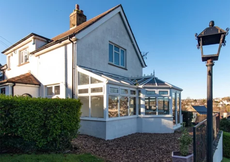 The patio at Four Oaks, Saundersfoot