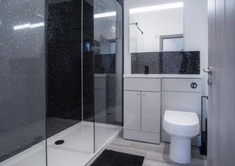 The shower room at Four Seasons, Tenby