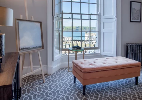 The living room at Gwynne House, Tenby
