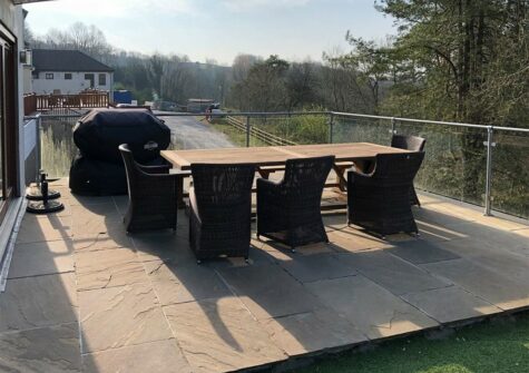 The patio at Hafan Dawel, Stepaside