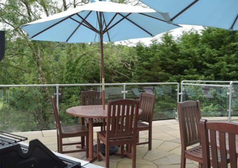 The patio & barbecue area at Hafan Dawel, Stepaside