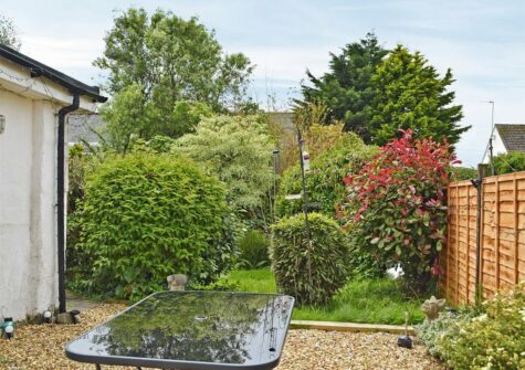 The patio & garden at Hafan, Tenby
