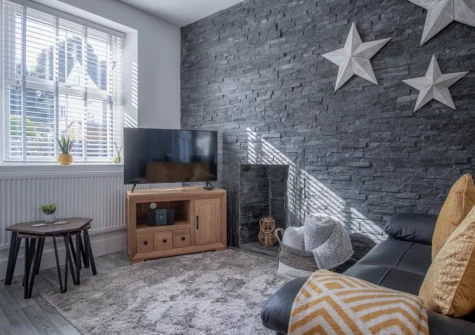 The living area at Hawtree Cottage, Tenby
