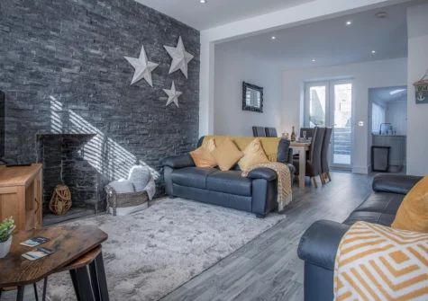 The living area at Hawtree Cottage, Tenby